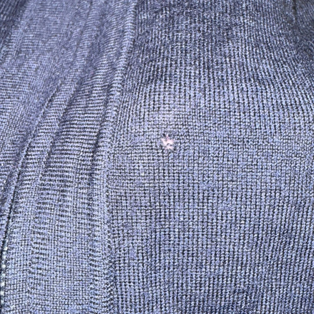Faconnable Dark Navy Zip-Up Sweater with Plaid Shoulders - XL